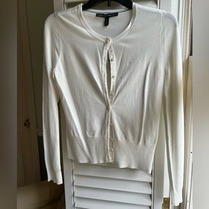 White House Black Market White cardigan with fancy buttons